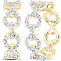 GND 10K Yellow Gold Cable Link Hoop Earrings with Prong-Set Round Diamonds - 1/3 Total Carat Weight