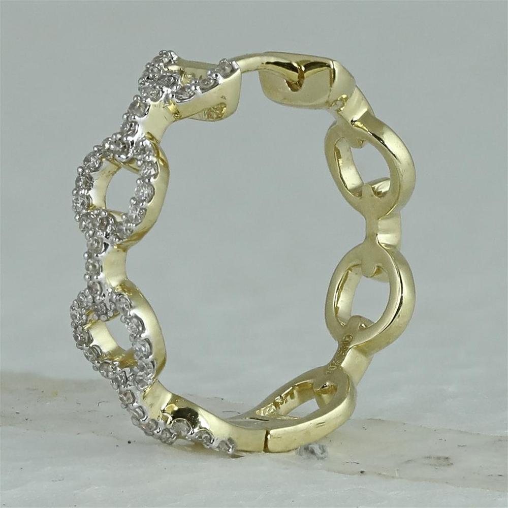 GND 10K Yellow Gold Cable Link Hoop Earrings with Prong-Set Round Diamonds - 1/3 Total Carat Weight