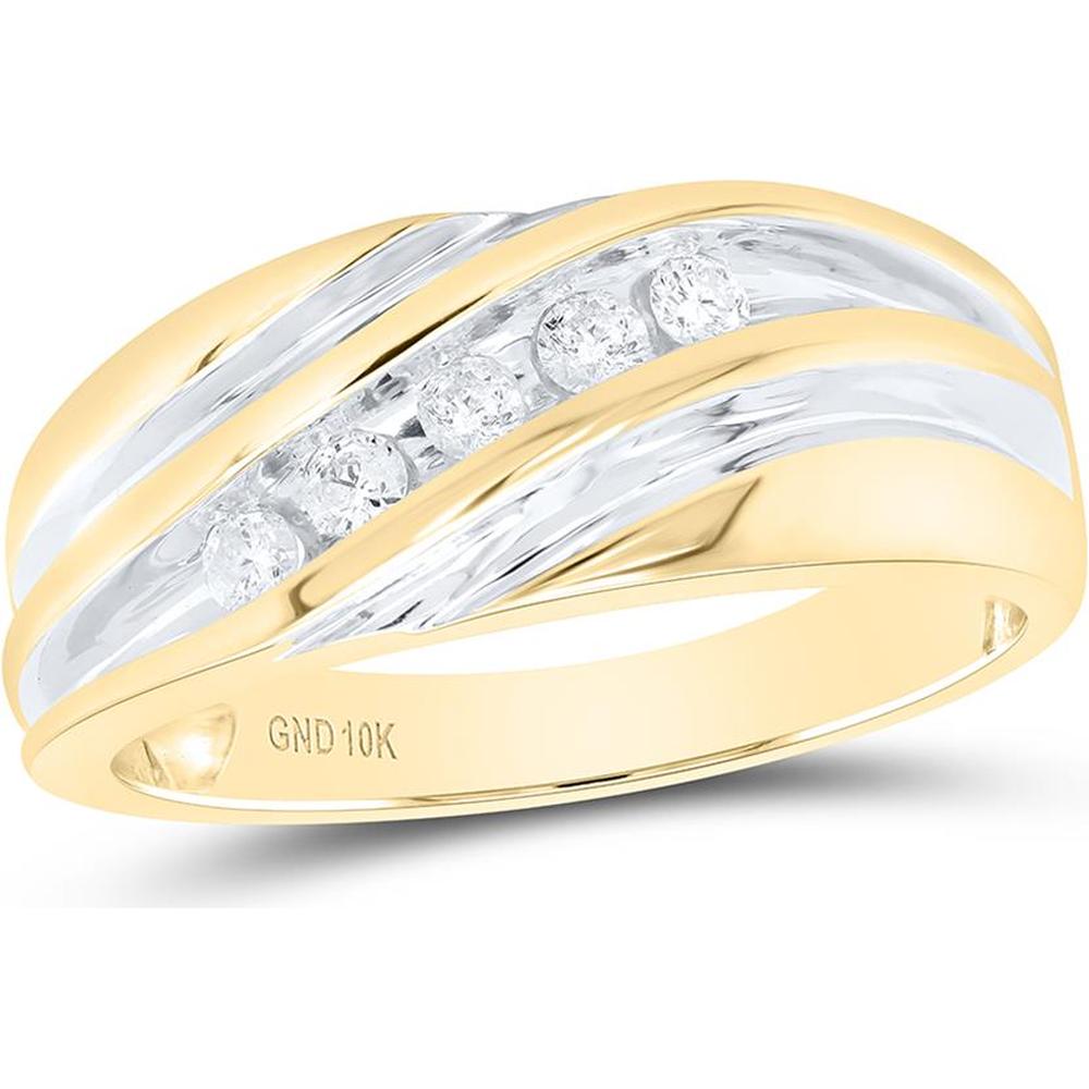 GND 10K Yellow Gold Channel-Set Round Diamond Wedding Band - 0.25 Carat Total Diamond Weight