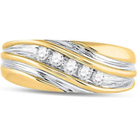GND 10K Yellow Gold Channel-Set Round Diamond Wedding Band - 0.25 Carat Total Diamond Weight
