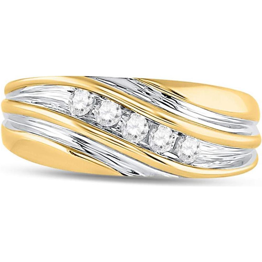 GND 10K Yellow Gold Channel-Set Round Diamond Wedding Band - 0.25 Carat Total Diamond Weight