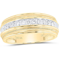GND 10K Yellow Gold Channel-Set Round Diamond Wedding Band with Milgrain Detail - 0.50 Carat Total Diamond Weight