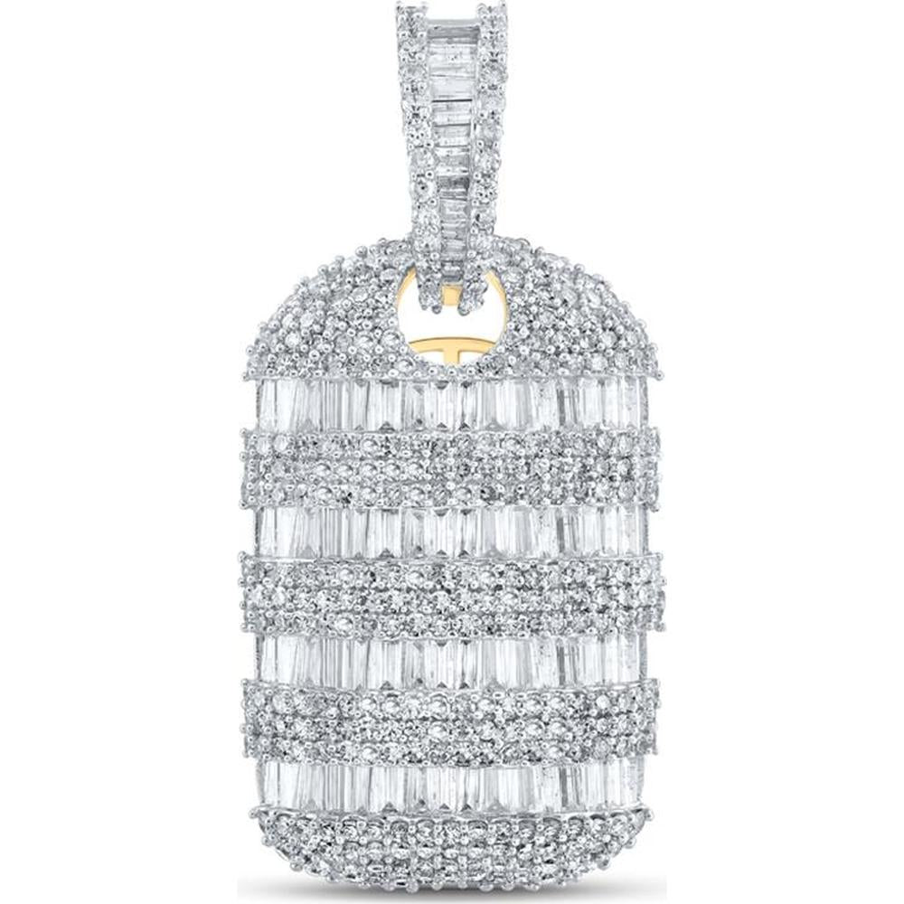 GND 10K Yellow Gold Charm Pendant with Channel-Set Baguette and Prong-Set Round Diamonds - 3.33 Carat Total Diamond Weight