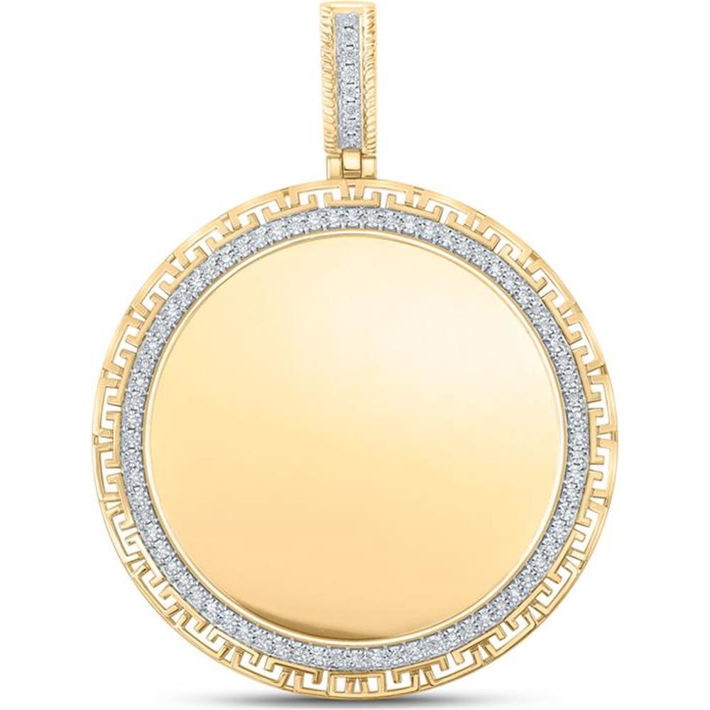 GND 10K Yellow Gold Circle Memory Charm Pendant with Prong-Set Round Diamonds - 0.25 Carat Total Diamond Weight