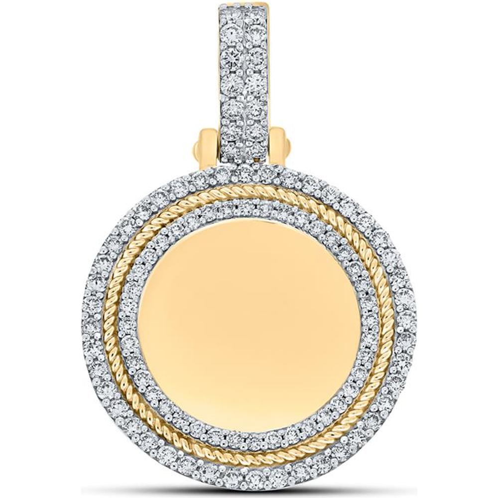 GND 10K Yellow Gold Circle Pendant with Prong-Set Round Diamonds - 1.25 Carat Total Diamond Weight