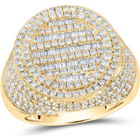 GND 10K Yellow Gold Circle Ring with Channel-Set Baguette and Pave-Set Round Diamonds - 3-3/8 Carat Total Diamond Weight