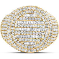 GND 10K Yellow Gold Circle Ring with Channel-Set Baguette and Pave-Set Round Diamonds - 3-3/8 Carat Total Diamond Weight