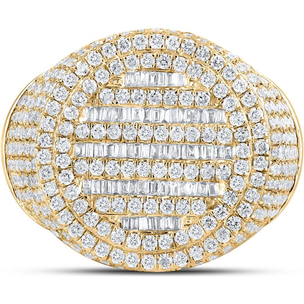 GND 10K Yellow Gold Circle Ring with Channel-Set Baguette and Pave-Set Round Diamonds - 3-3/8 Carat Total Diamond Weight