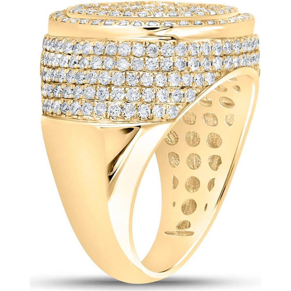 GND 10K Yellow Gold Circle Ring with Channel-Set Baguette and Pave-Set Round Diamonds - 3-3/8 Carat Total Diamond Weight
