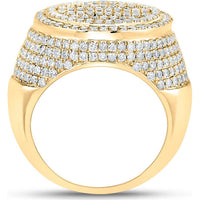 GND 10K Yellow Gold Circle Ring with Channel-Set Baguette and Pave-Set Round Diamonds - 3-3/8 Carat Total Diamond Weight