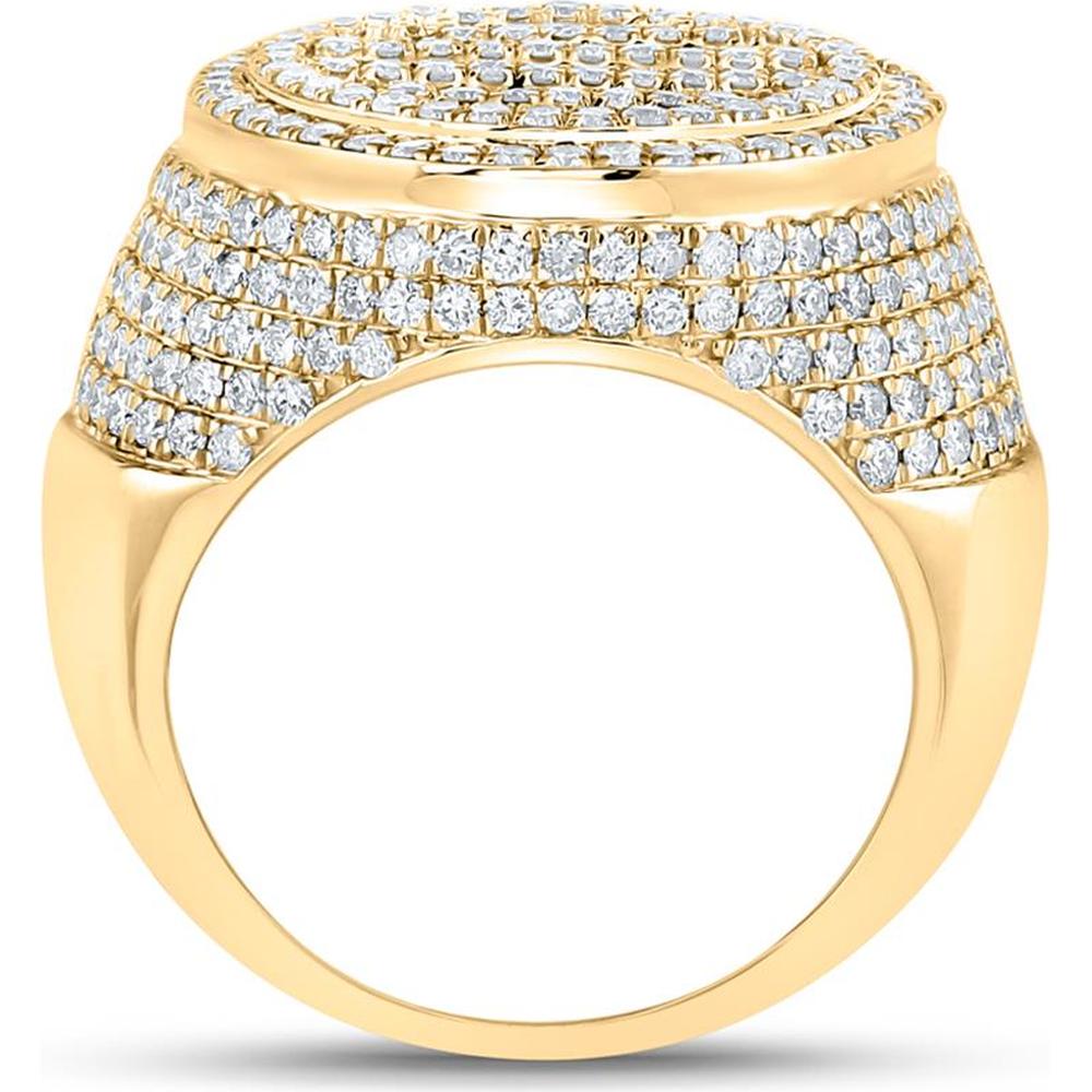GND 10K Yellow Gold Circle Ring with Channel-Set Baguette and Pave-Set Round Diamonds - 3-3/8 Carat Total Diamond Weight