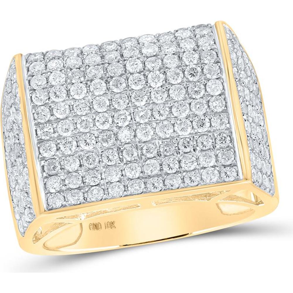 GND 10K Yellow Gold Cluster Ring with Prong-Set Round Diamonds - 2-1/2 Carat Total Diamond Weight
