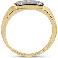 GND 10K Yellow Gold Cross Band Ring with Prong-Set Round Diamonds - .02 Carat Total Diamond Weight