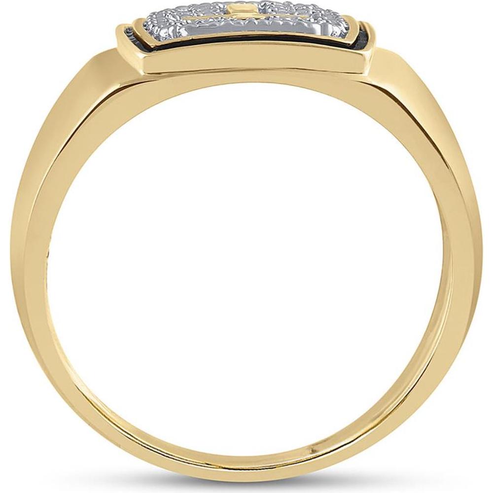 GND 10K Yellow Gold Cross Band Ring with Prong-Set Round Diamonds - .02 Carat Total Diamond Weight