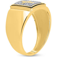 GND 10K Yellow Gold Cross Band Ring with Prong-Set Round Diamonds - .02 Carat Total Diamond Weight