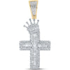 GND 10K Yellow Gold Cross Pendant with Baguette and Round Prong-Set Diamonds – 2 Carat Total Diamond Weight