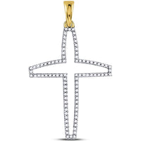 GND 10K Yellow Gold Cross Pendant with Prong-Set Round Diamonds - 0.25 Carat Total Diamond Weight