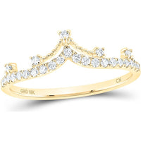 GND 10K Yellow Gold Crown Tiara Fashion Band Ring with Prong-Set Round Diamonds - 1/5 Total Carat Weight