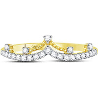 GND 10K Yellow Gold Crown Tiara Fashion Band Ring with Prong-Set Round Diamonds - 1/5 Total Carat Weight
