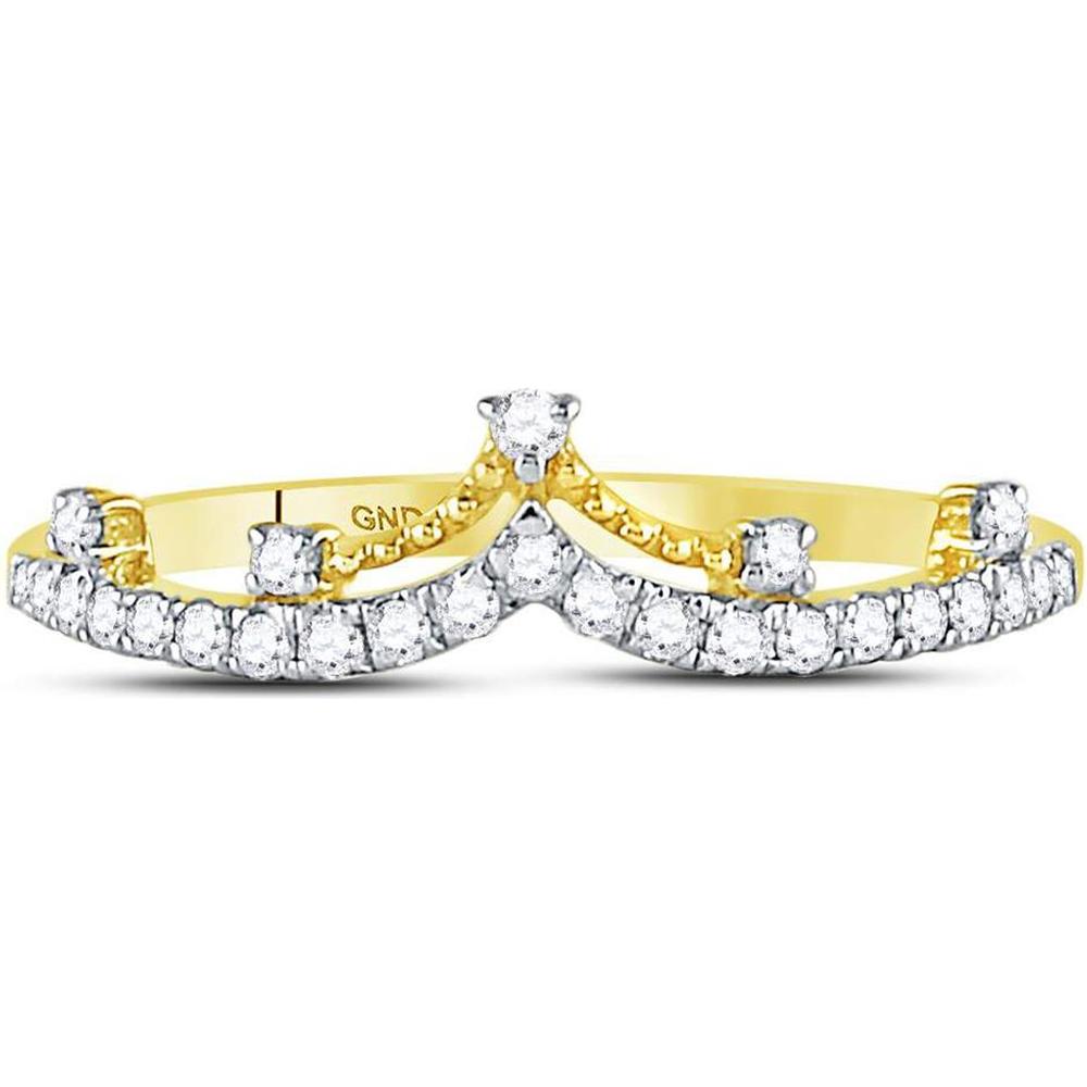 GND 10K Yellow Gold Crown Tiara Fashion Band Ring with Prong-Set Round Diamonds - 1/5 Total Carat Weight
