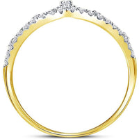 GND 10K Yellow Gold Crown Tiara Fashion Band Ring with Prong-Set Round Diamonds - 1/5 Total Carat Weight