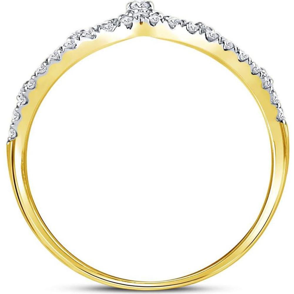 GND 10K Yellow Gold Crown Tiara Fashion Band Ring with Prong-Set Round Diamonds - 1/5 Total Carat Weight