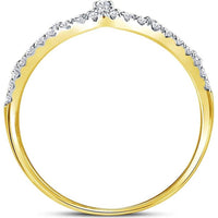 GND 10K Yellow Gold Crown Tiara Fashion Band Ring with Prong-Set Round Diamonds - 1/5 Total Carat Weight