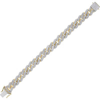 GND 10K Yellow Gold Cuban Link Bracelet with Pave-Set Round Diamonds - 9.00 Carat Total Diamond Weight
