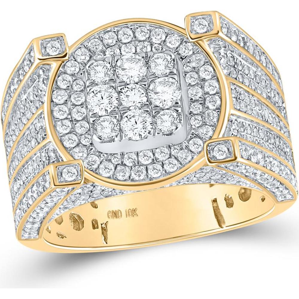 GND 10K Yellow Gold Diamond Circle Ring with Pave-Set Round Diamonds - 2-1/3 Carat Total Diamond Weight