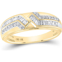GND 10K Yellow Gold Diamond Cluster and Baguette Matching Wedding Ring Set - 1.00 Carat Total Diamond Weight
