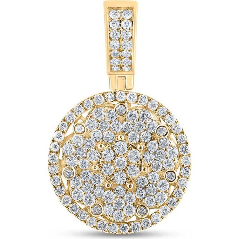 GND 10K Yellow Gold Diamond Cluster Circle Charm Pendant