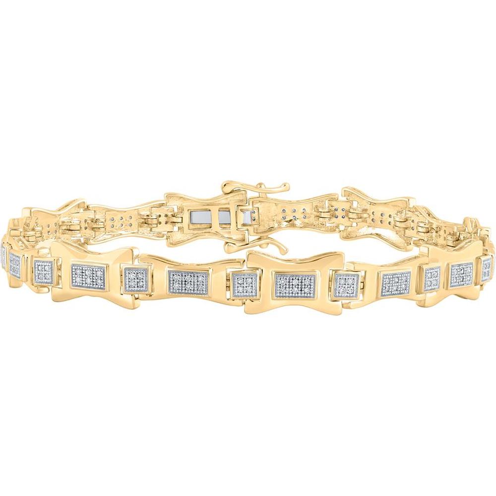 GND 10K Yellow Gold Diamond Link Bracelet with Illusion Set Round Diamonds - 0.50 Carat Total Diamond Weight
