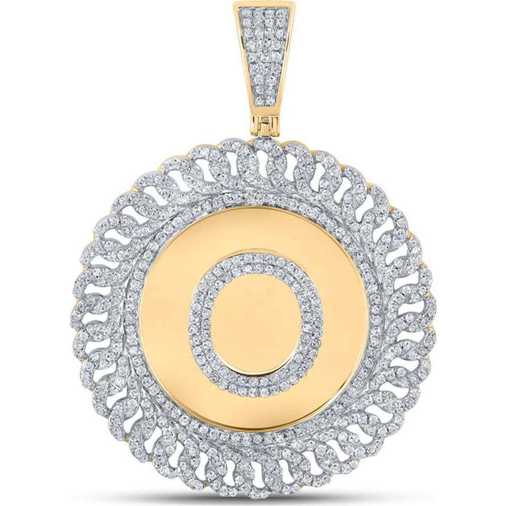 GND 10K Yellow Gold Diamond "O" Letter Charm Pendant with Pave Set Round Diamonds - 1.20 Carat Total Carat Weight