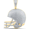 GND 10K Yellow Gold Diamond-Studded Football Helmet Pendant - 0.79 Carat Total Diamond Weight