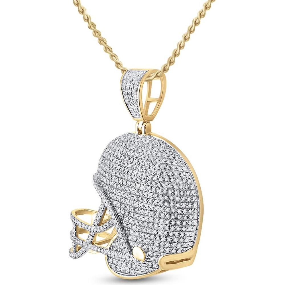 blinged out football helmets GND 10K Yellow Gold Diamond-Studded Football Helmet Pendant