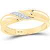 GND 10K Yellow Gold Diamond Trio Wedding Bridal Ring Set with Pave-Set Round-Cut Diamonds - 1/4 Total Carat Weight