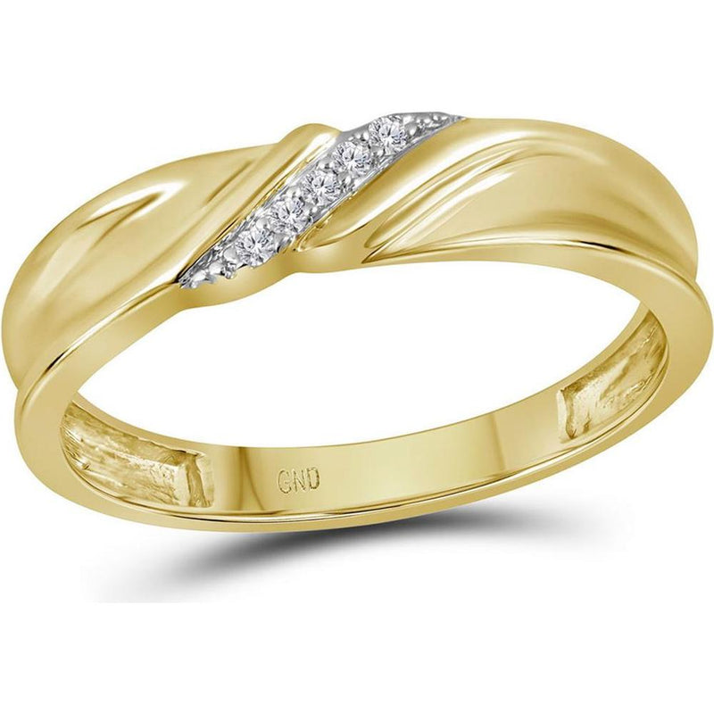 GND 10K Yellow Gold Diamond Trio Wedding Bridal Ring Set with Pave-Set Round-Cut Diamonds - 1/4 Total Carat Weight