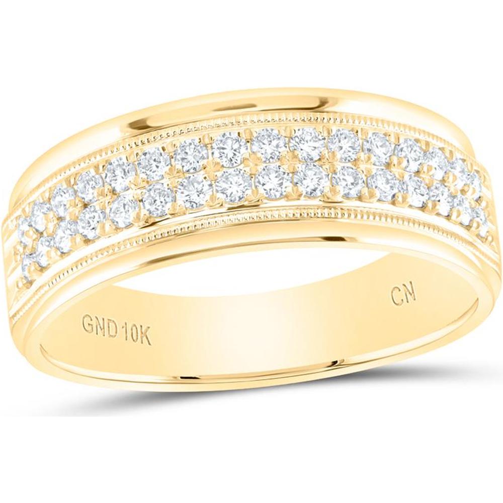 GND 10K Yellow Gold Diamond Wedding Band with Channel-Set Round Diamonds - 0.50 Carat Total Diamond Weight