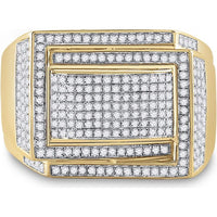 GND 10K Yellow Gold Domed Geometric Fashion Ring with Pave-Set Round Diamonds - 0.75 Carat Total Diamond Weight