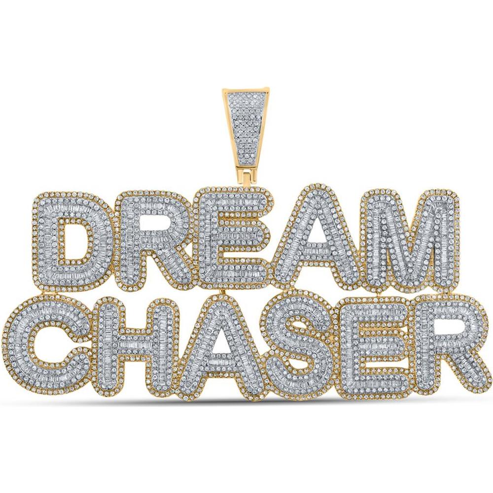 GND 10K Yellow Gold Dream Chaser Pendant with 6.75 Carat Total Diamond Weight in Baguette and Round Cuts