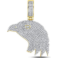 GND 10K Yellow Gold Eagle Head Pendant with Pave-Set Round Diamonds - 1.0 Carat Total Diamond Weight