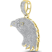GND 10K Yellow Gold Eagle Head Pendant with Pave-Set Round Diamonds - 1.0 Carat Total Diamond Weight