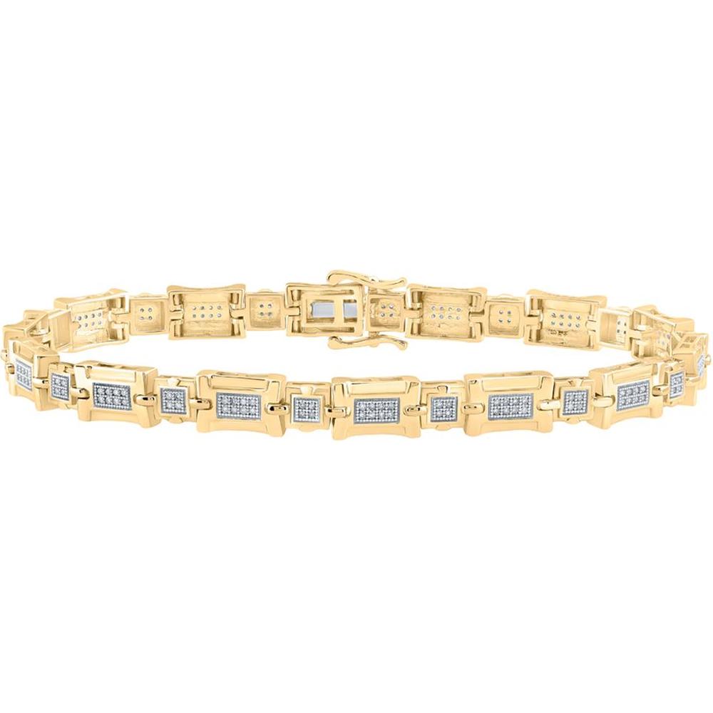 GND 10K Yellow Gold Fancy Link Bracelet with Pavé-Set Round Diamonds – 0.50 Carat Total Diamond Weight