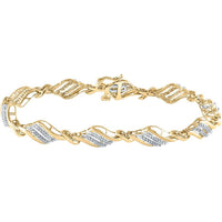 GND 10K Yellow Gold Fancy Link Bracelet with Prong-Set Round Diamonds - 0.50 Carat Total Diamond Weight