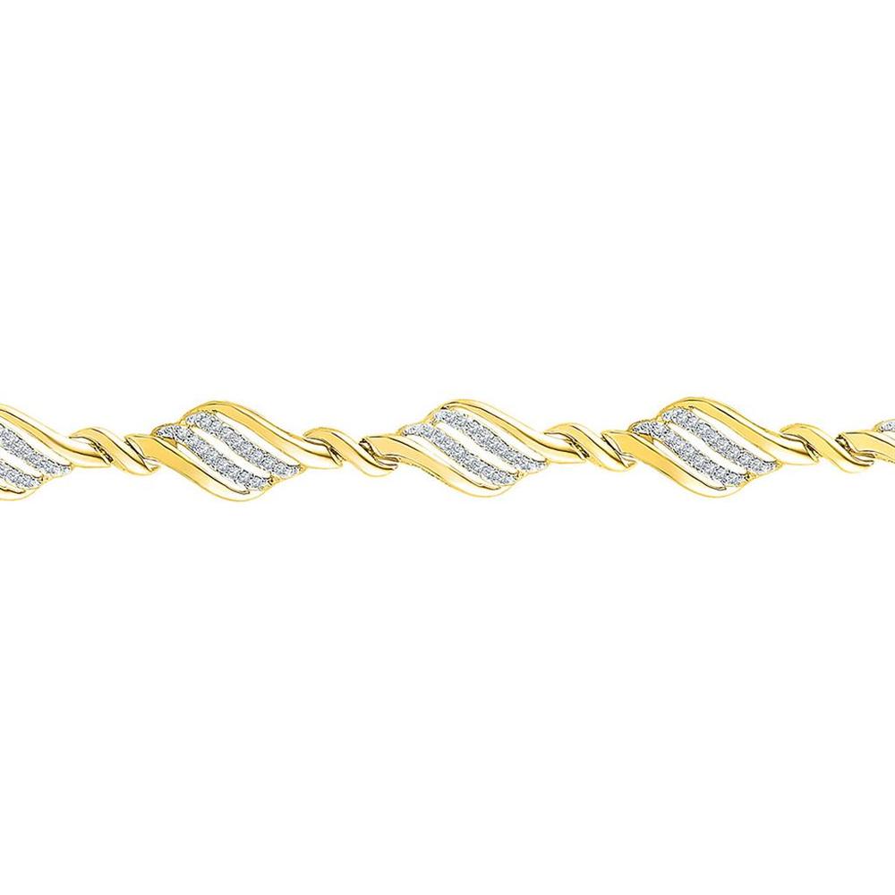 GND 10K Yellow Gold Fancy Link Bracelet with Prong-Set Round Diamonds - 0.50 Carat Total Diamond Weight