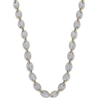 GND 10K Yellow Gold Fancy Link Necklace with Prong-Set Round Diamonds - 14.20 Carat Total Diamond Weight