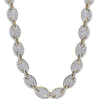 GND 10K Yellow Gold Fancy Link Necklace with Prong-Set Round Diamonds - 14.20 Carat Total Diamond Weight