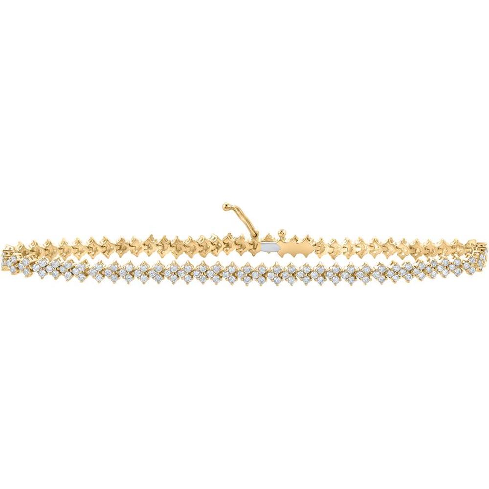 GND 10K Yellow Gold Fashion Bracelet with Prong-Set Round Diamonds – 2.5 Carat Total Diamond Weight