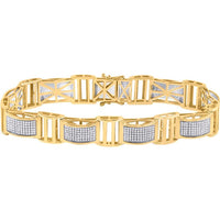 GND 10K Yellow Gold Geometric Link Bracelet with Pave-Set Round Diamonds - 2.03 Carat Total Carat Weight