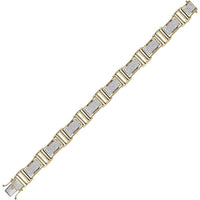 GND 10K Yellow Gold Geometric Link Bracelet with Pave-Set Round Diamonds - 2.03 Carat Total Carat Weight